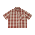Unisex Plaid Boxy Short Sleeve Shirt