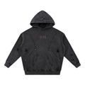 Noble Splendour Graphic Snow Washed Distressed Panel Pocket Hoodie