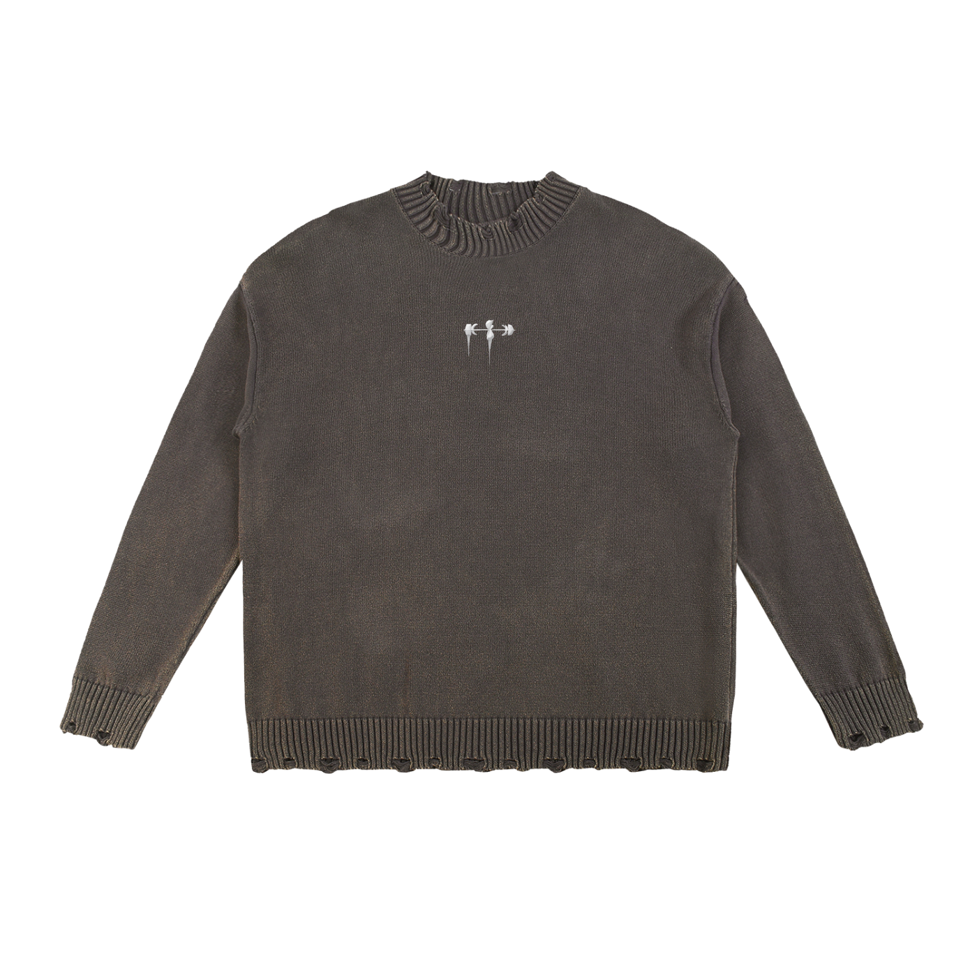 Noble Splendour Graphic Vintage Washed Hand-Frayed Sweater