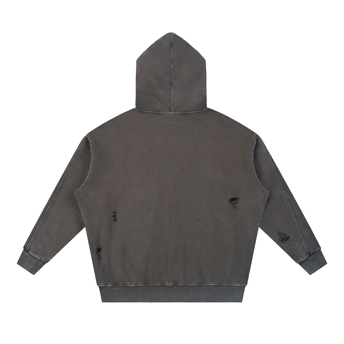 Noble Splendour Snow Washed Distressed Panel Pocket Hoodie