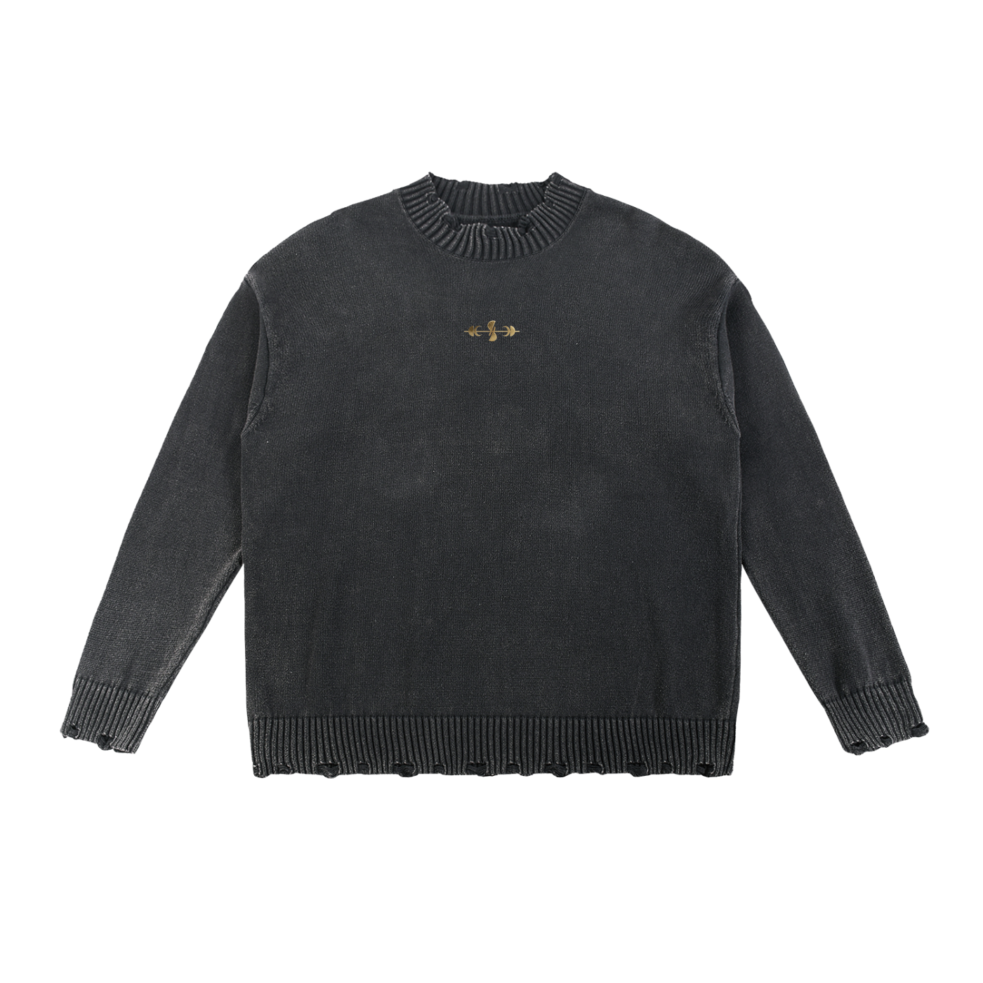 Noble Splendour Graphic Vintage Washed Hand-Frayed Sweater