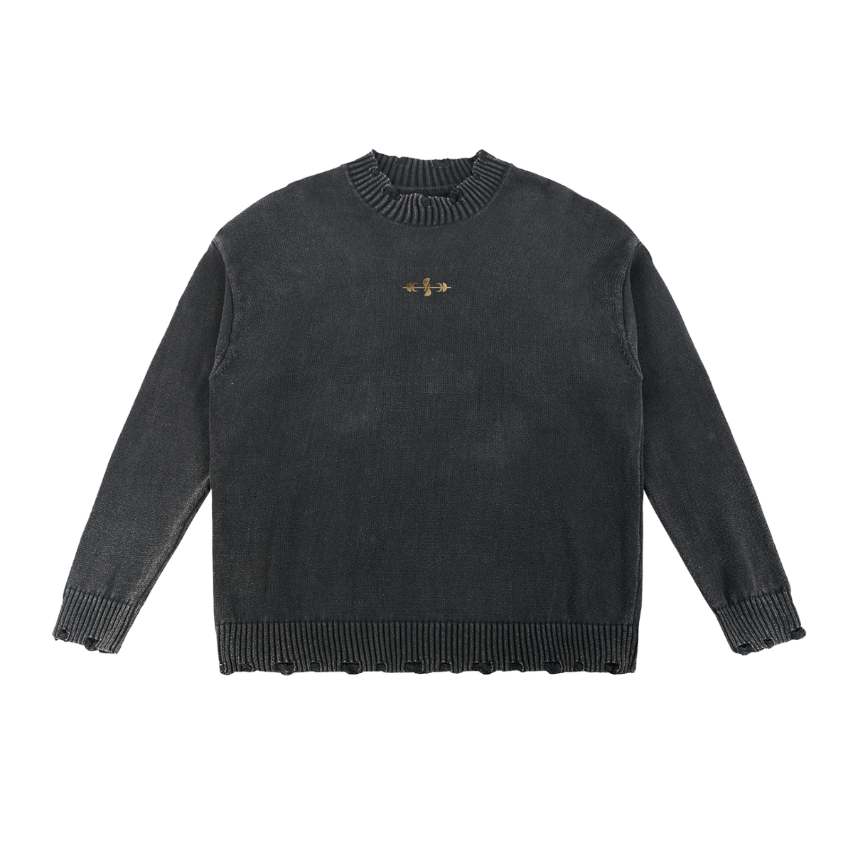 Noble Splendour Graphic Vintage Washed Hand-Frayed Sweater